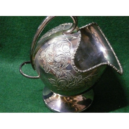 5 - SHEFFIELD PLATED SUGAR SCUTTLE & SHOVEL, TWO PLATED NAPKIN RINGS & A PEWTER OPEN SALT & MATCHING SPO... 