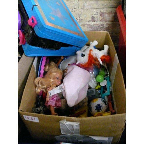 1031 - MIXED BOX OF CHILDRENS TOYS.