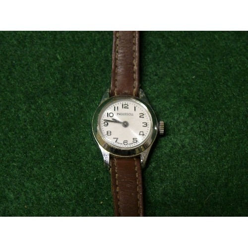 25 - LADIES WATCH WITH LEATHER STRAP 'INGERSOLL'.