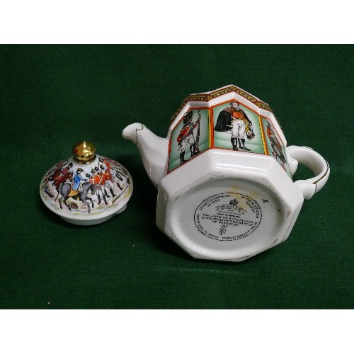 96 - SADLER TEAPOT 'THE DUKE OF WELLINGTON & SOLDIERS OF THE BATTLE OF WATERLOO'.