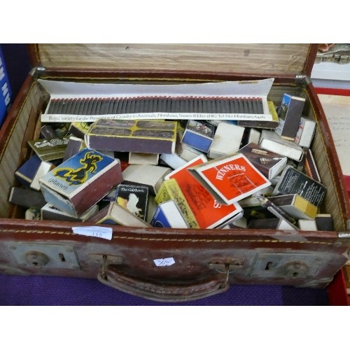 115 - A VINTAGE SUITCASE WITH CONTENTS OF MATCHBOOKS ETC.