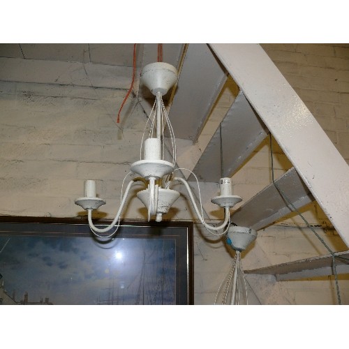 199A - SET OF THREE CEILING CREAM METAL LIGHTS.