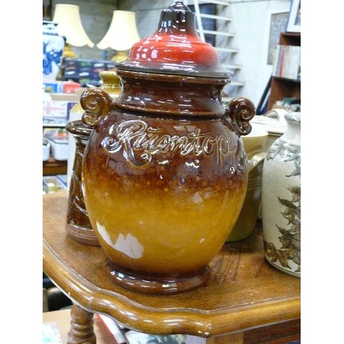 350 - A LARGE WEST GERMAN RUMPTOPF LIDDED JAR.