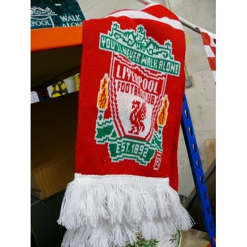 402 - LARGE LIVERPOOL THE FINAL 26-5-2018 FLAG, NECK SCARF AND A PLAQUE - 'YOU'LL NEVER WALK ALONE'.