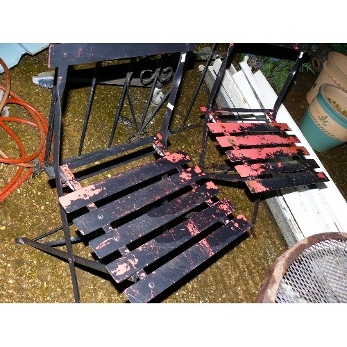 421 - TWO FOLDING METAL BISTRO CHAIRS.