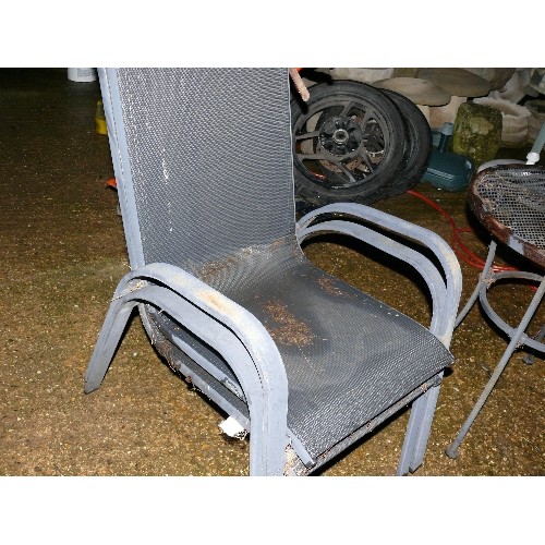 422 - TWO LARGE METAL FRAMED GARDEN CHAIRS.