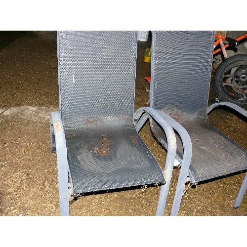 422 - TWO LARGE METAL FRAMED GARDEN CHAIRS.