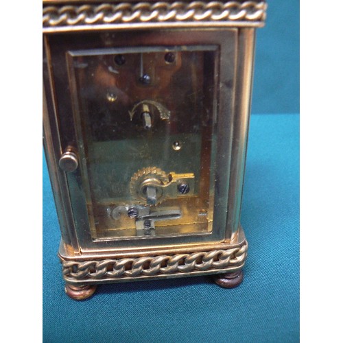 27B - Late 19th or early 20th Century French brass cased Carriage Clock - needs a service - starts then st... 