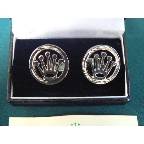 38E - Stunning pair of Rolex Cufflinks with a certificate, in a black box