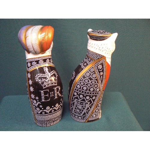 5 - Limited Edition Royal Crown Derby Pair of Pearly King and Pearly Queen cats. Limited edition, both 2... 