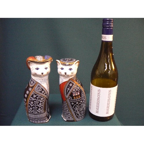 5 - Limited Edition Royal Crown Derby Pair of Pearly King and Pearly Queen cats. Limited edition, both 2... 