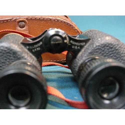 222 - Pair US Army binoculars in a leather case with belt loop, probably WW2