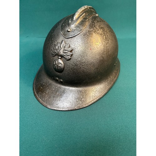 214 - French WW1 or WW2 Adrian helmet (no noticeable seam between the dome and the skirt) Most probably in... 