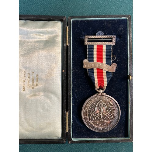 39 - Local Interest Wisbech :- Large silver metal medal (untested) in presentation box, 