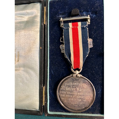 39 - Local Interest Wisbech :- Large silver metal medal (untested) in presentation box, 