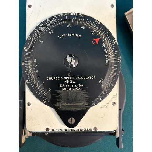 43 - WW2 Course & Speed calculator MK II A by E R Watts & Son, No 5433/39, together with a boxed map meas... 