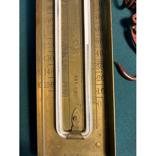 339 - An antique set of steel & brass hanging shop scales (Hall's patent type) and a brass 