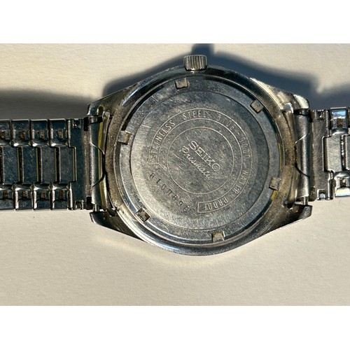 27A - Vintage Seiko Presmatic 5106-9000 Automatic 33 Jewels date/day wrist watch - working when lotted. Ne... 