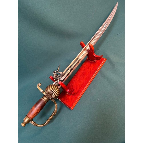 217A - A replica 17th Century Pirate Boarding Pistol Cutlass or sword - a non-firing, non sharpened display... 