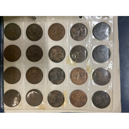 27 - ALBUM OF BRITISH COINS - FARTHINGS, HALFPENNIES, PENNIES, SIXPENCES, SHILLINGS, TWO-SHILLINGS, HALFC... 