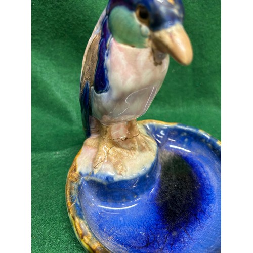 34 - A VICTORIAN DOULTON LAMBETH STONEWARE BIRD SOAP DISH - REPAIRED- 16cm.  HAS BEEN REPAIRED.