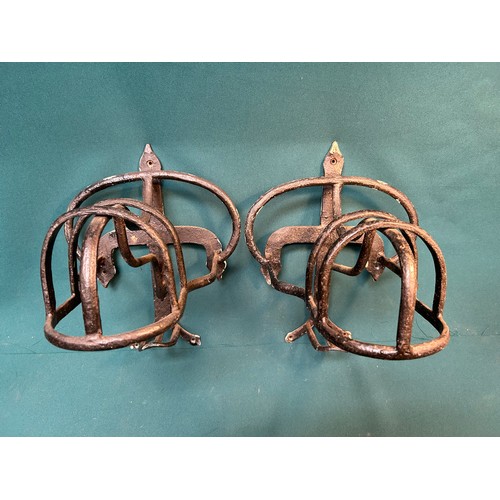 357 - Good pair of Victorian wrought iron harness/tack hangers or brackets