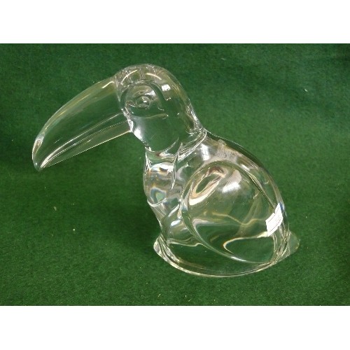 1 - CLEAR CRYSTAL GLASS TOUCAN ORNAMENT -  13cm