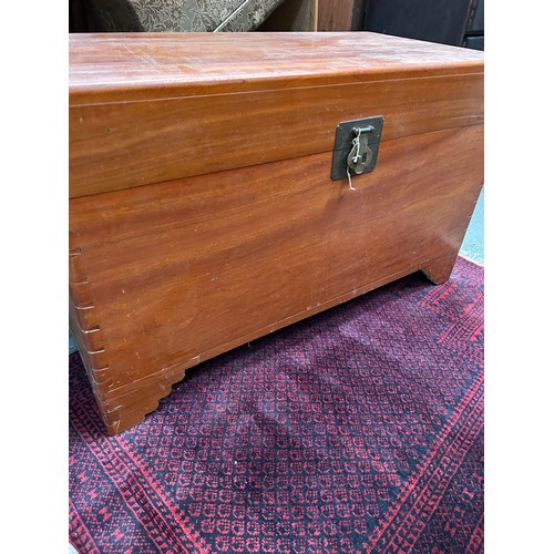 407 - A large mid 20th Century Far Eastern Camphor Wood chest with brass lock