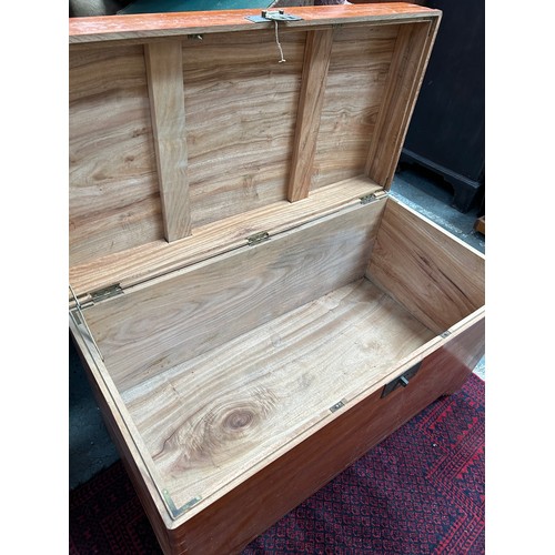 407 - A large mid 20th Century Far Eastern Camphor Wood chest with brass lock