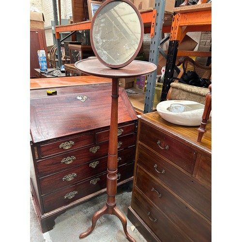 410 - Very tall 19th Century mahogany Gentleman’s shaving stand with an inlaid mirror - 180cm