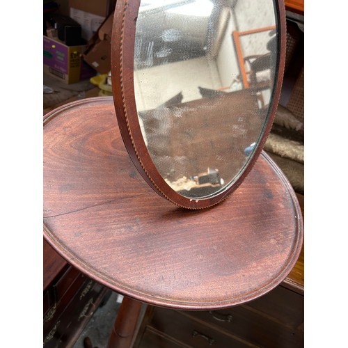 410 - Very tall 19th Century mahogany Gentleman’s shaving stand with an inlaid mirror - 180cm