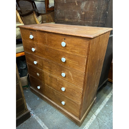 395 - A very large Victorian pine chest of drawers from a Norfolk country house. 2 over 4 drawers. With or... 