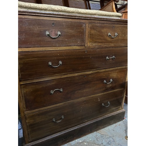 397 - An Edwardian 2 over 3 mahogany chest of drawers with original brass handles.