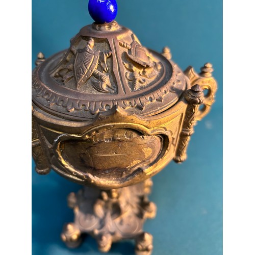 325G - A 19th Century ormolu monstrance vessel or ciborium for holding consecrated bread, the cast metal wi... 