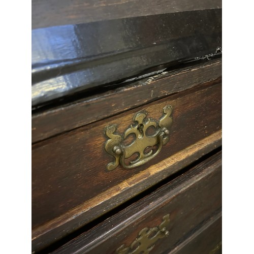 402 - Georgian oak bureau bookcase from a Norfolk country house. With 2 over 3 drawers, on raised bracket ... 