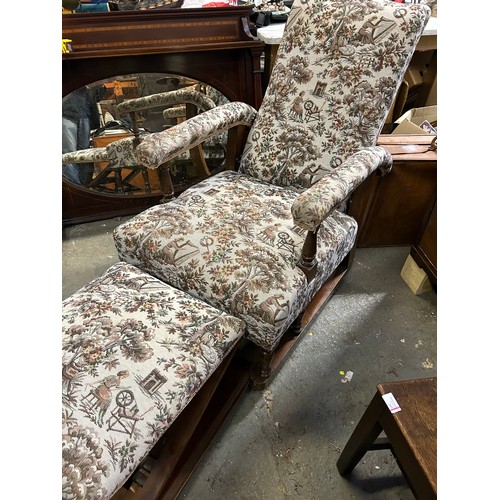 413 - A rare Edwardian metamorphic reclining armchair with footstool by 