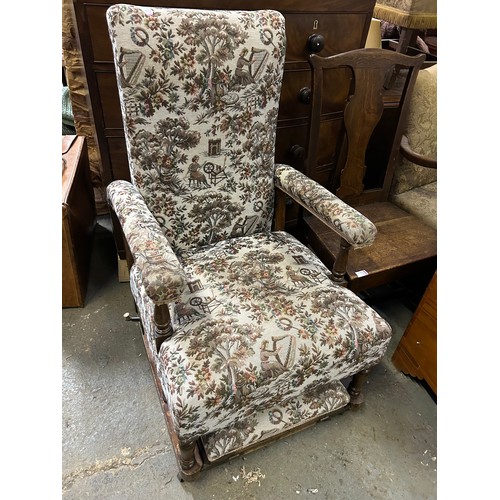 413 - A rare Edwardian metamorphic reclining armchair with footstool by 