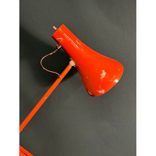 331A - Vintage Herbert Terry & Sons Anglepoise lamp in orange colour on heavy base