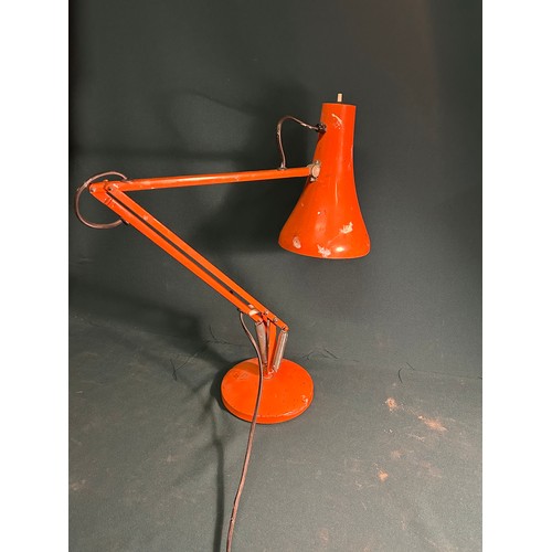 331A - Vintage Herbert Terry & Sons Anglepoise lamp in orange colour on heavy base