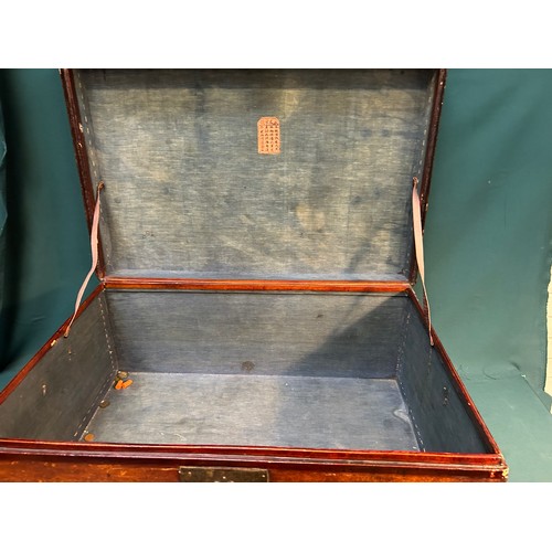 347B - Vintage Chinese lacquered storage box with metal handles - 73cm x50cm x 35cm