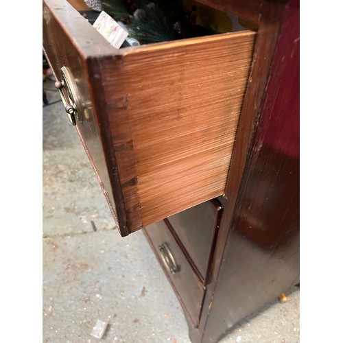 355 - Georgian mahogany chest  of 3 drawers with brass handles. 92cm x 44cm x 86cm