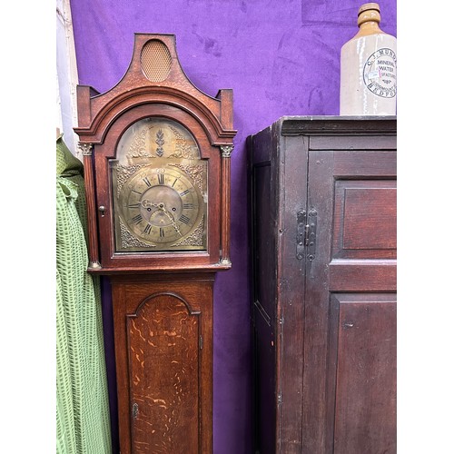 345A - Late 18th Century Oak Cased Longcase clock by Thomas Travis of Thorne & nearby Doncaster, Brass dial... 