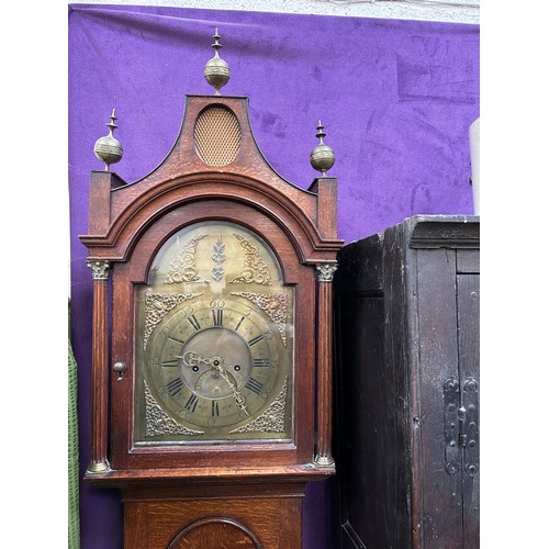 345A - Late 18th Century Oak Cased Longcase clock by Thomas Travis of Thorne & nearby Doncaster, Brass dial... 