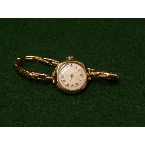 29 - A ladies vintage 9ct gold Birmingham hallmarked watch, with Swiss movement for repair, the sprung br... 