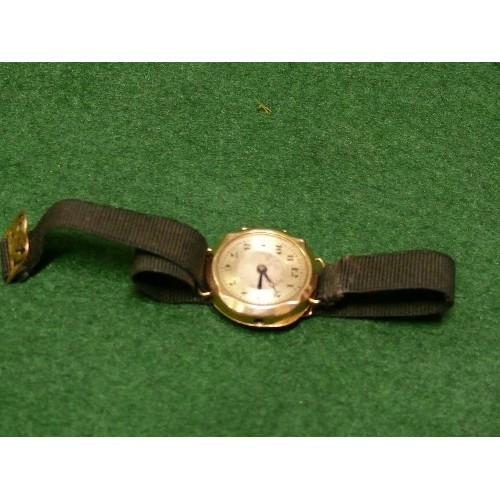 29A - A ladies 1930's 9ct gold wrist watch. The Swiss mechanism for repair. Case and clasp hallmarked 9ct ... 