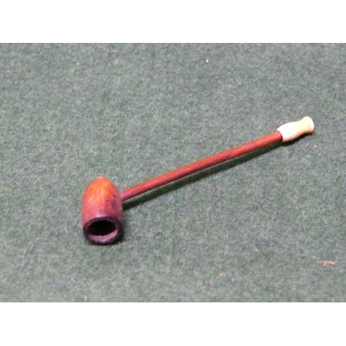 11 - An unusual 19th Century miniature pipe in fruitwood with a bone mouthpiece