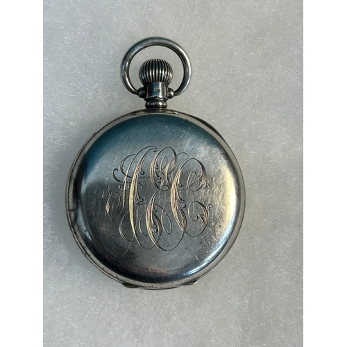 20 - Silver cased pocket watch by Saqui & Co, London, the case by Dennison, Birm 1923.