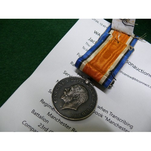 40C - WWI BRITISH ARMY 1914 1918 MEDAL ISSUED TO 22852  Pte; M. BUCKLEY MANCHESTER RIFLES