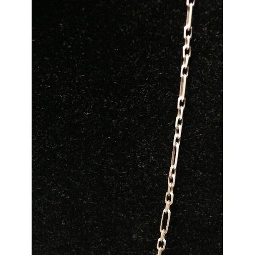 31B - A SILVER 30 INCH CHAIN WITH PENDANT OF CHINESE SINGING BALL