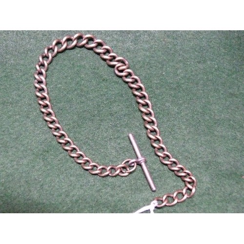 31G - A SILVER WATCH CHAIN WITH T BAR